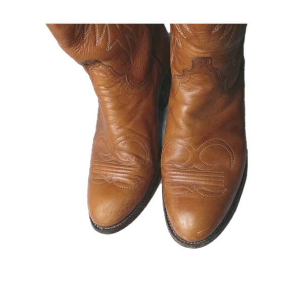 Justin Western Cowboy Boots Men's Size 8.5 B Brown Leather - Picture 8 of 16